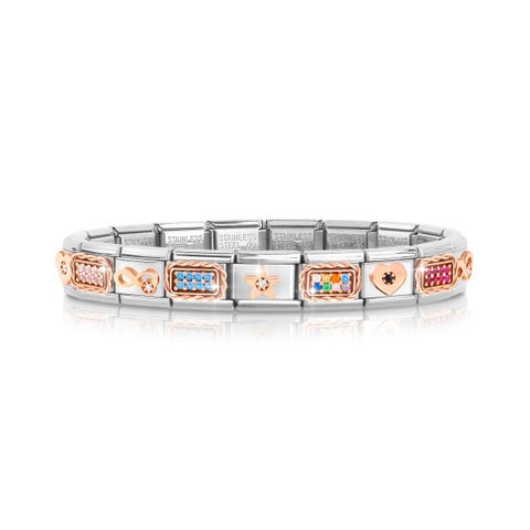Edel Composable Classic Armband Symbole in Roségold und Zirkonia Composable Armband mit Cubic Zirkonia und Symbol Mix in Roségold