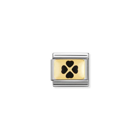 Composable Classic Link black Four-Leaf Clover Stainless steel and enamel Link with Good Luck symbols