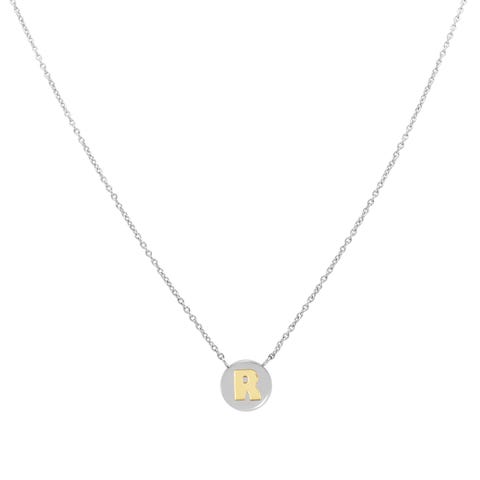 Collana con Lettera R in Oro Collana in Acciaio con lettera alfabetica in Oro 750