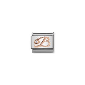 Link Composable Classic Lettera B in Oro Rosa e Pietra Nomination 430310 02