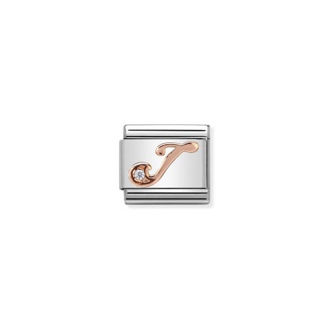 Link Composable Classic Lettre J en Or Rose et Pierre Link en Or rose et Zircons Cubiques