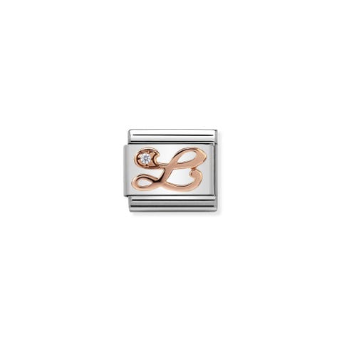 Link Composable Classic Lettre L en Or Rose et Pierre Lettre en Or rose 375 et Zircons Cubiques