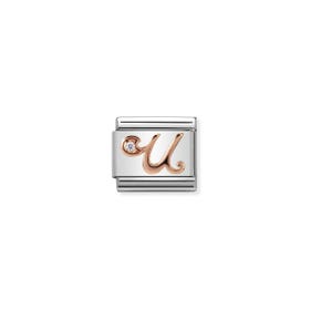 Composable Classic Link Letter U in Rose Gold and Cubic Zirconia Nomination 430310 21