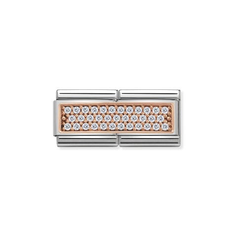 Composable Classic Double Link mit Zirkonia Link in 375er Rosagold mit weißen Cubic Zirkonia