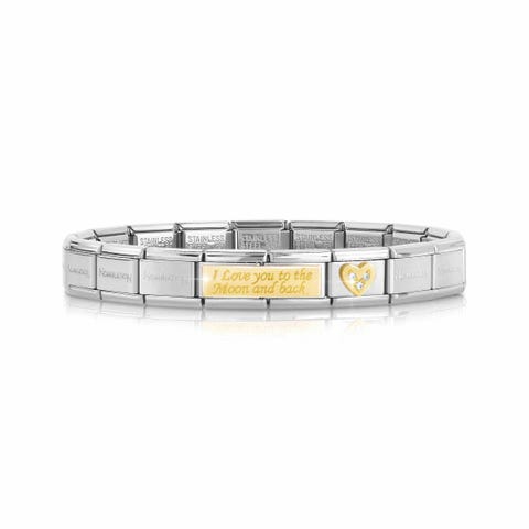 Composable Classic I Love You to the Moon and Back Bracelet Bracelet with engraving in 18K yellow gold
