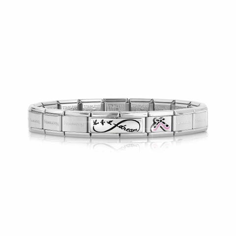 Composable Classic Dream Bracelet with Shoes Double Link Bracelet with Infinity symbol and Ballet Shoes