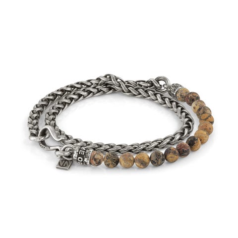 Bracciale Freedom in Ottone e pietre dure Bracciale in Ottone con pietre in Diaspro Leopardo