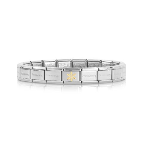 Composable Classic Bracelet with Snowflake Bracelet in 18K gold and stainless steel