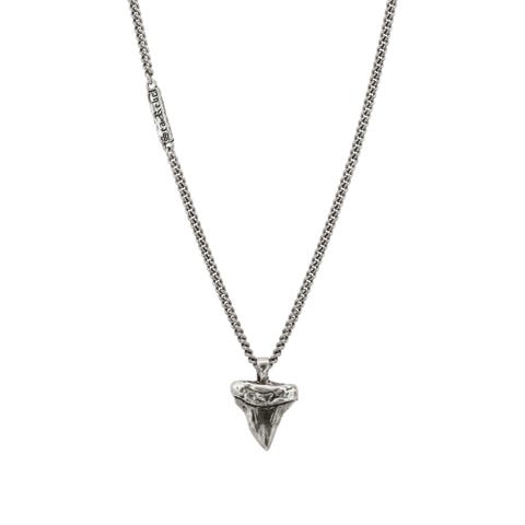 Collana Freedom in Ottone Dente di Squalo Gioiello per Lui in ottone con pendente in effetto battuto
