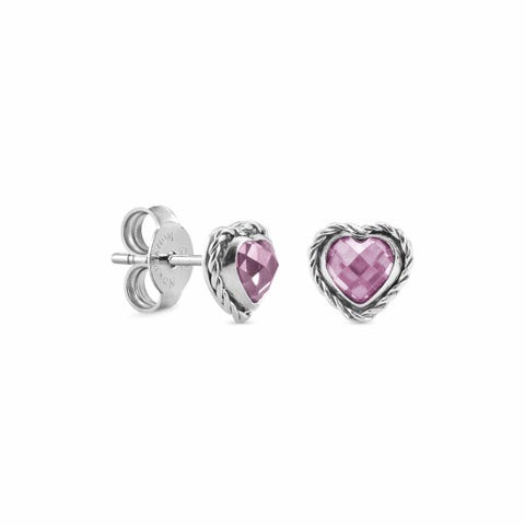 Heart-shaped earrings in Silver Earrings with Cubic Zirconia