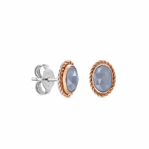 Boucles d'oreilles en Or rose avec Pierre naturelle Boucles d'oreilles en acier et Pierre