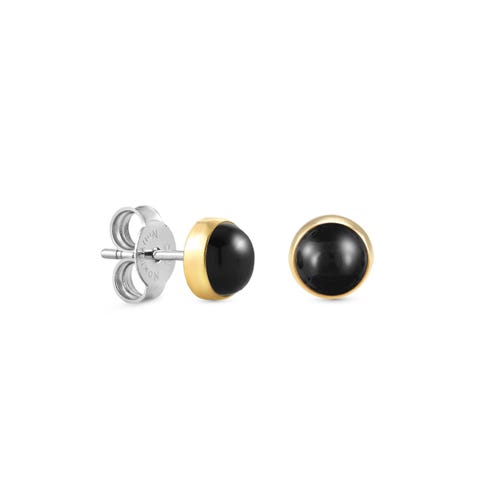 Rounded earrings with natural Gemstone Steel Earrings with coloured Gemstone