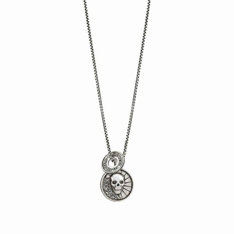 Collana Freedom in Ottone con teschio Collana in Ottone con pendenti e scritta ‘Inside we’re all the same’