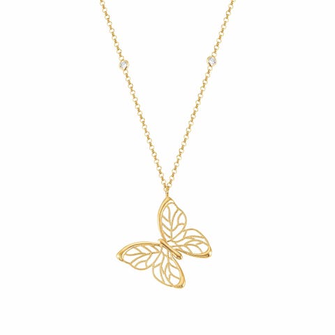 Collier Primavera en Or jaune avec Papillon Collier avec revêtement en surface en Or jaune 999.