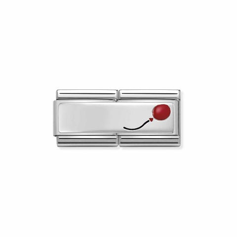 Composable Classic Engraving Link Balloon Link with Sterling silver plate and enamel