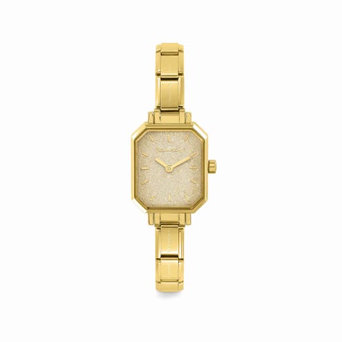 Composable Armbanduhr Gelbgold-Glitzer Zifferblatt Personalisierbare Armbanduhr Gelbgold  farbiges Zifferblatt