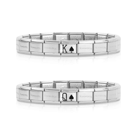 2 Bracciali Composable Classic Re e Regina Coppia di bracciali con simboli in Smalto nero. #unoameunoate