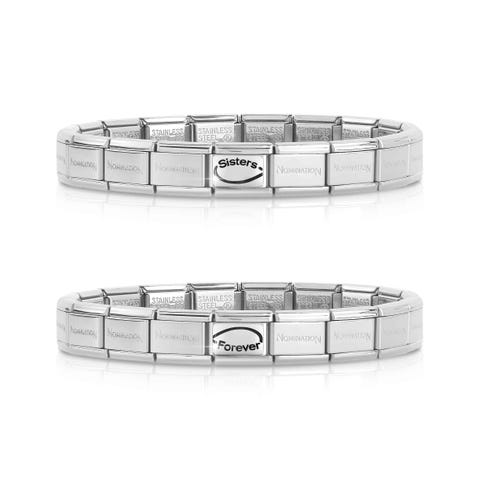 2 Bracciali Composable Classic Sorelle per Sempre Coppia di bracciali con scritta e simbolo infinito. #unoameunoate