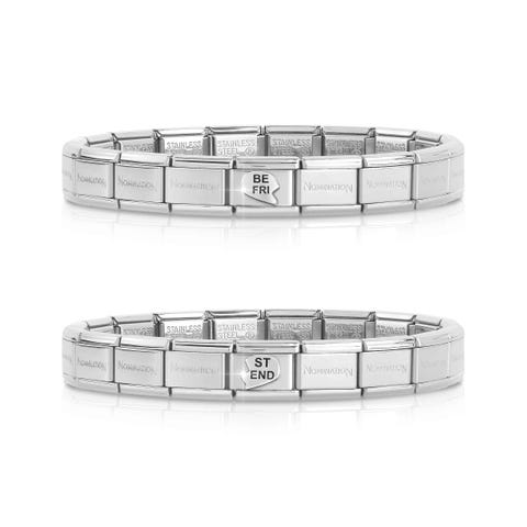 2 Bracelets Composable Classic Meilleurs Amis Couple de bracelets avec Cœur et inscription en anglais #oneformeoneforyou