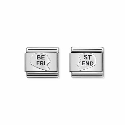 2 Links Composable Classic 2 cœurs Meilleurs Amis Couple de Links avec Cœur en Argent 925 #oneformeoneforyou