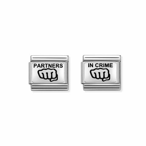 2 Links Composable Classic Partners in Crime Couple de Links avec inscription et symbole. #oneformeoneforyou