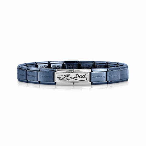 Composable Classic Blue Bracelet DAD Bracelet in stainless steel with text