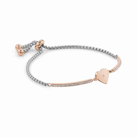 Bracciale Milleluci Cuore singolo Bracciale in Acciaio con Cristalli bianchi