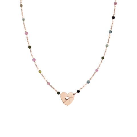 Collier Long Mon Amour Cœur Collier avec Pierres