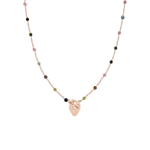 Long Mon Amour Strawberry Necklace Necklace with gemstones and pendants