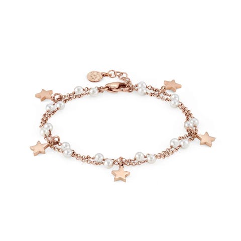 Mon Amour Star and White Gemstones Bracelet Bracelet with double chain