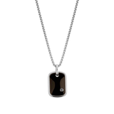 Collana Gentleman con Diamante nero Collana in Acciaio e Diamante