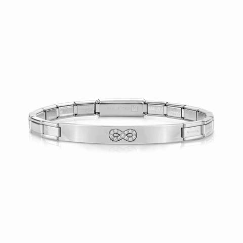Bracelet Trendsetter Infini avec Cubic Zirconia Bracelet avec plaque et symbole en Acier