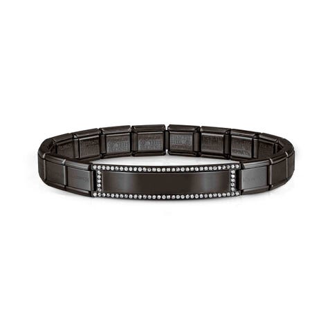 Black Trendsetter bracelet, Engraving plate Bracelet, coloured steel with Engraving Plate