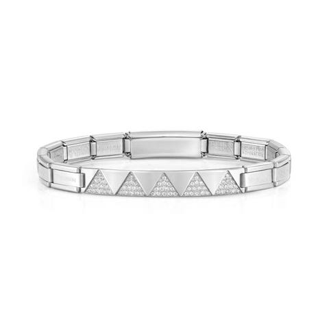 Stainless steel Trendsetter bracelet with stones Stainless steel bracelet, CZ and geometric shapes