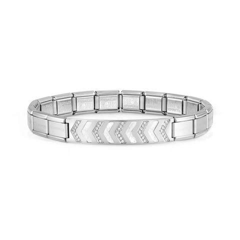 Bracciale Trendsetter in Acciaio e Pietre Bracciale in Acciaio con Cubic Zirconia e madreperla