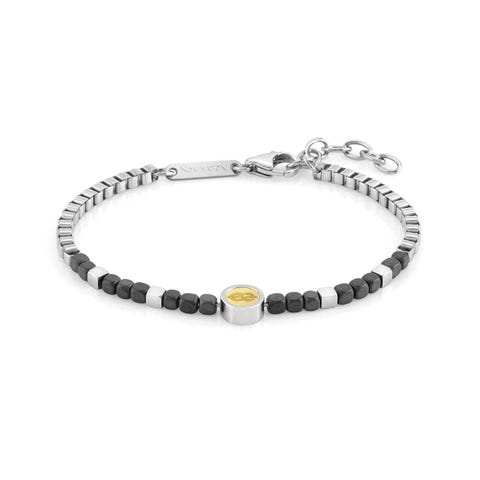 Bracelet Voyage en Acier avec Nœud Bracelet en Acier avec symbole en Or jaune 750