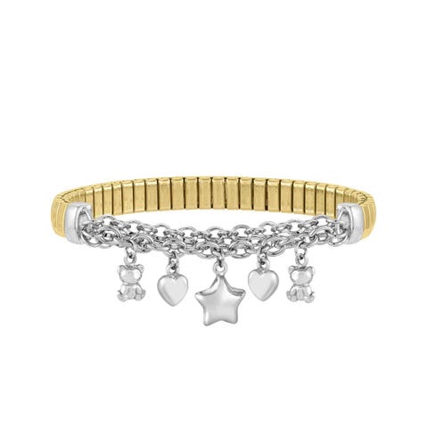 Bracciale estensibile MIXIT con Mix di Pendenti Bracciale in Acciaio e Argento 925 con Mix di Charms
