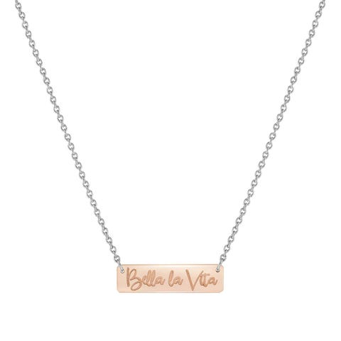 Collana Special Edition con targa Bella la Vita Collana in Acciaio e oro Rosa 375 con targa incisa Bella la Vita