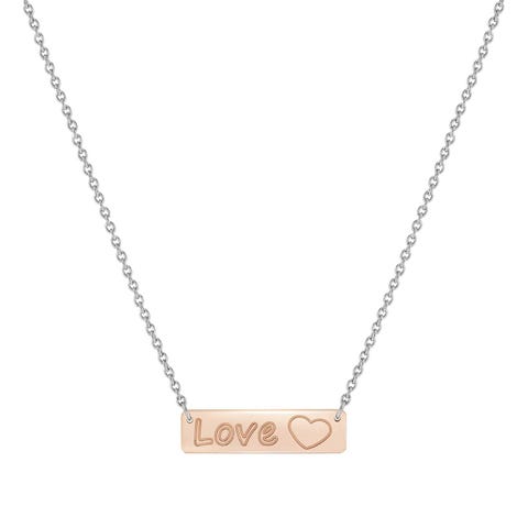 Collana BELLA LA VITA Special Edition targa Amore Collana in Acciaio e oro Rosa 375 con targa incisa Amore