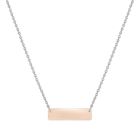 BELLA LA VITA Rosegold necklace Engraving plaque Stainless steel and bonded rose gold necklace for Engraving