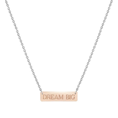 Collana BELLA LA VITA con targa Sogna in Grande Collana in Acciaio e oro Rosa 375 con targa incisa Sogna in Grande