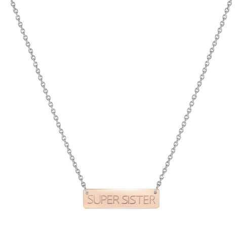 Collana BELLA LA VITA con targa Sorella Super Collana in Acciaio e oro Rosa 375 con targa incisa Sorella Super
