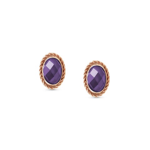 Boucles d'oreilles en Or rose avec Cubic Zirconia Boucles d'Oreilles avec Cubic Zirconia coloré