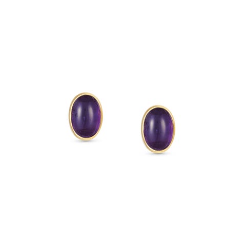 Boucles d'oreilles en Acier avec Pierre précieuse Boucles d'oreilles ovales avec Pierre colorée