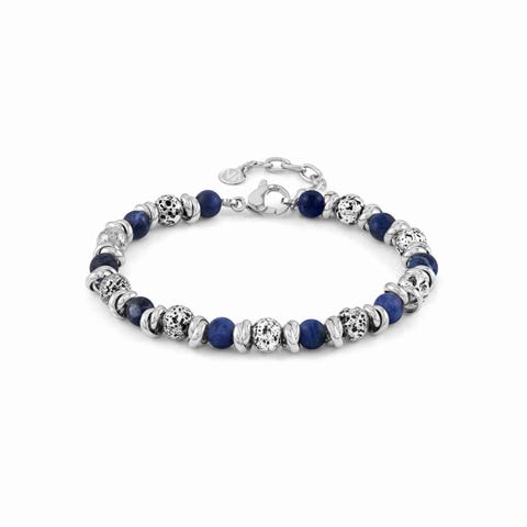 InstinctStyle Necklace with Gemstones Bracelet in steel with stones