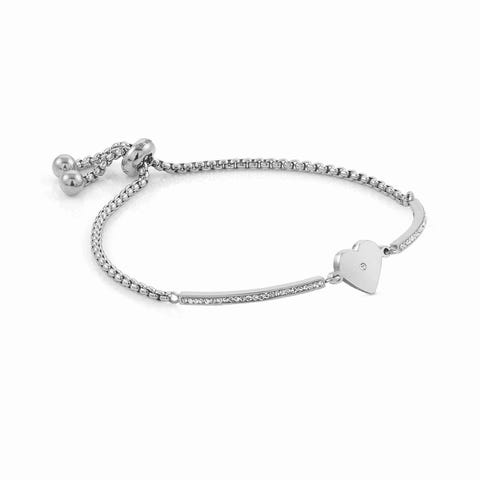 Bracelet Milleluci Cœur simple Bracelet en Acier avec Cristaux blancs