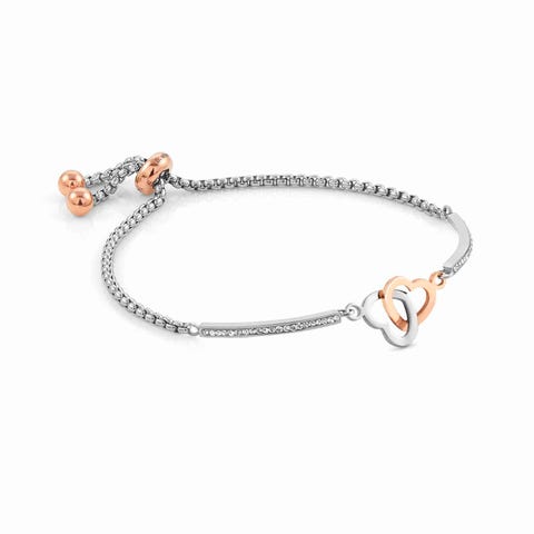 Bracciale Milleluci Cuori Intrecciati Gioiello in Acciaio e Pietre