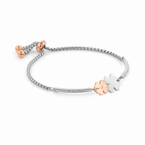 Bracciale Milleluci 2 Quadrifogli Gioiello in Acciaio con simbolo portafortuna