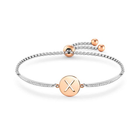 Bracelet Milleluci lettre X en acier Bracelet avec lettre de l'alphabet en pvd rose