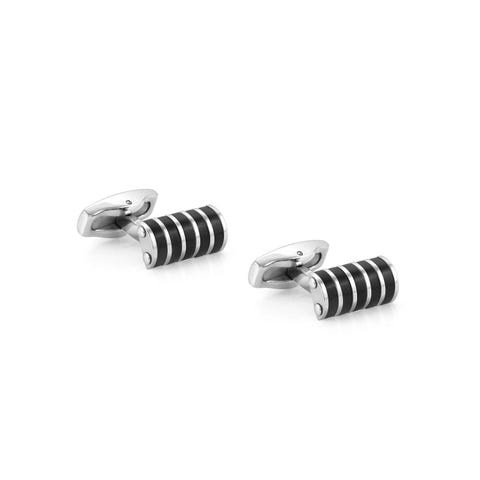 Boutons de manchette Strong avec finition noire Boutons de manchette en acier anallergique et PVD